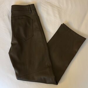 Mango Leather Effect Straight Trousers